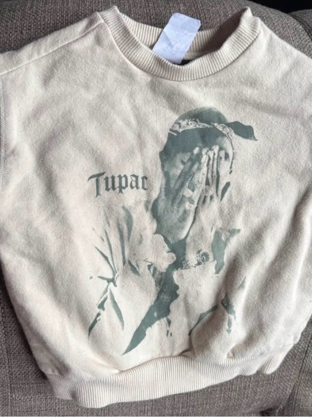 Tupac Graphic Crewneck Sweatshirt - Cream